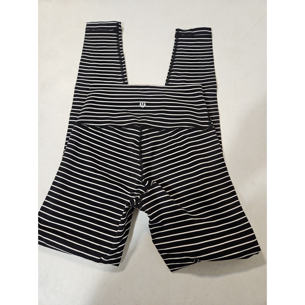 Lululemon Wunder Under 4 High Rise Luxtreme Leggings Stripe Black White (L120
